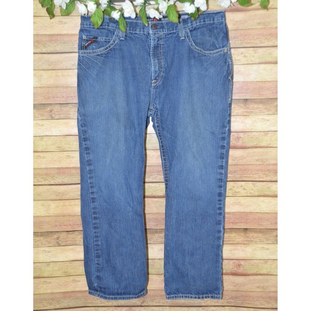 Ariat Work Men's 40x30 Cat 2 Denim Flame Resistant Relaxed Bootcut Western Jeans